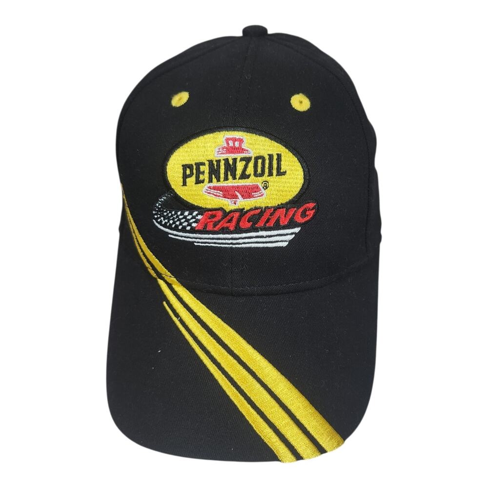 Men’s black Pennzoil racing trucker hat black/yellow embroidered NWOT